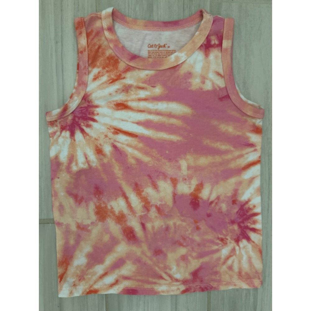 Cat & Jack Toddler Kids Pink Orange Tie Dye Sleeveless Tank Top Shirt 3T - Picture 2 of 4